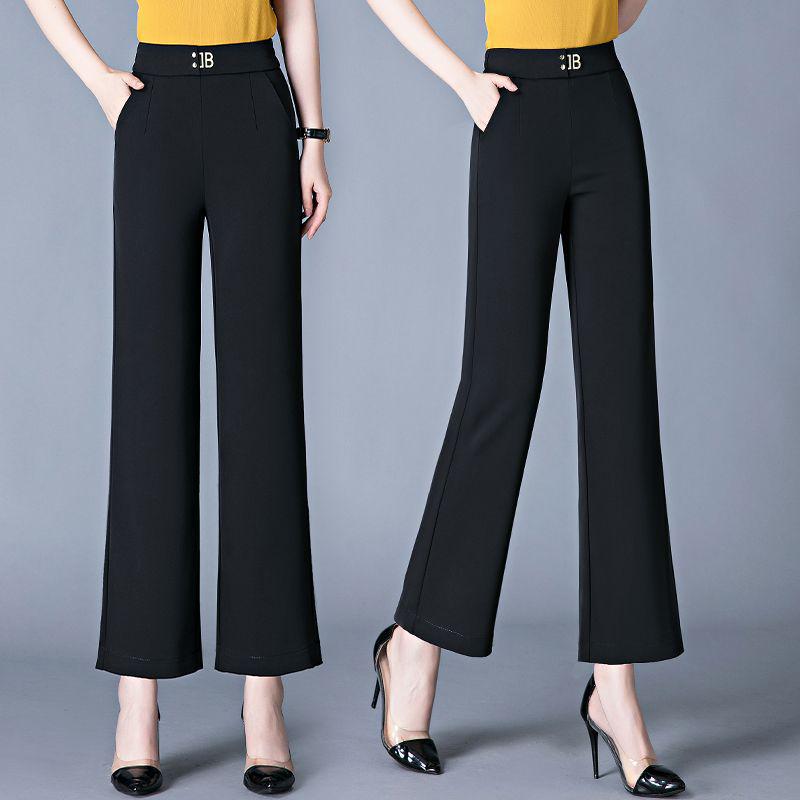 

2026 Ice Silk Women s High Waist Flare Pants - Slimming Nine-Point Wide Leg for Spring/Summer Waist 26 for below 80 lbs чёрный