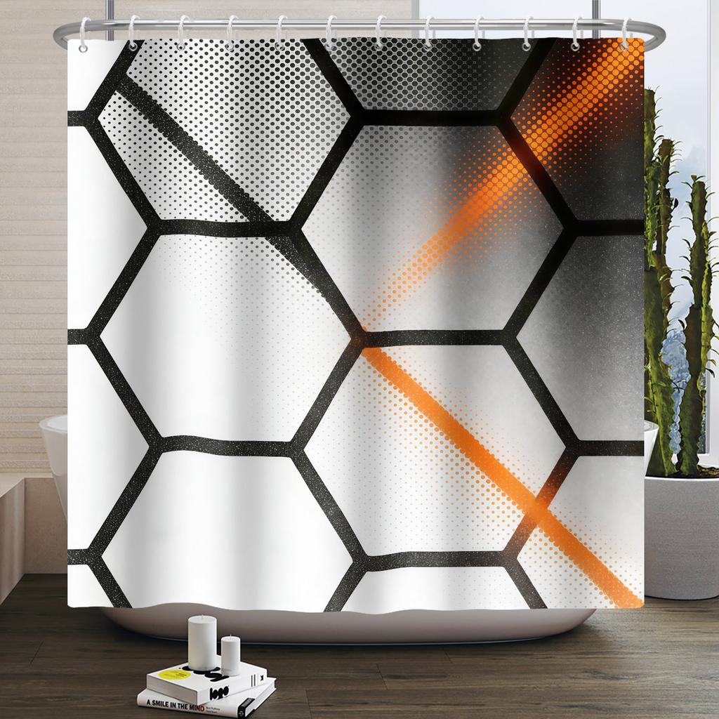 Modern 3D Geometry Shower Curtains Minimalist Lattice Waterproof Polyester Fabric Bathroom Accessories Black Gray Bath Curtains