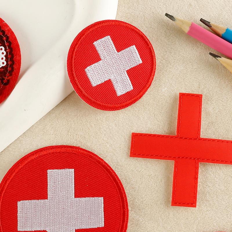 Embroidery Label Shoes and Hats Heart-shaped Cross Round Badge Embroidery Sticker Patch Sticker Clothing Accessories Cloth Sticker