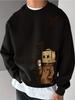 Lustige bedruckte Pappschachtel Herren Herbst und Winter Modisches lässiges lockeres Langarm-Rundhals-Sweatshirt