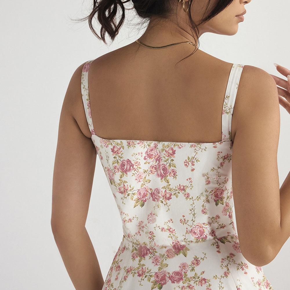 Damen Übergroßes Chiffonkleid mit Print, lang, lässig, Trägerkleider, elegant, Midi, Blumenmuster, Sommerkleid für Damen, Kleidung, Party