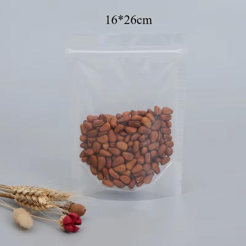 10PCS Transparent Plastic Ziplock Bag Standable Nut Grain Tea Leaf Moistureproof Waterproof Seal Bag Kitchen Storage Refill Bag