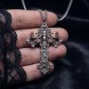 Victoria Gothic Death Skull Head Moth Cross Pendant Necklace for Women Men Halloween Witch Pagan Alternative Aesthetics Jewelry