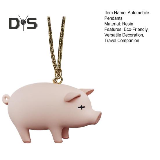 Urocza zawieszka świnka dekoracja wnętrza samochodu zabawna zmieniająca kolor pieczona prosię zawieszka lusterko wsteczne samochodu akcesorium samochodowe
