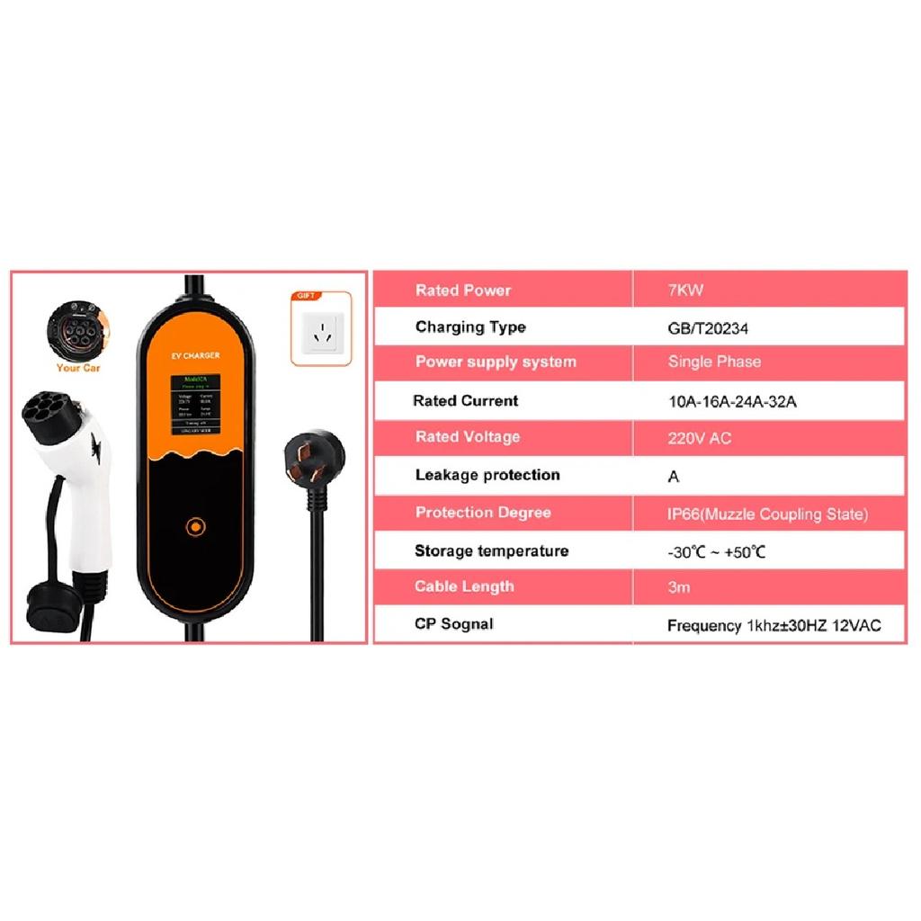 JDMEX 32A 7KW GBT EV Portable Charger 3.5KW 16A 1Phase GBT EVSE Charging Box Type2 11KW 16A 3Phase Car Charger for Electric Car