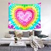 VIKAMA Rainbow Tie Dye Heart Tapestry Dopamine Colour Cure Ins Style Decorative Tapestry Room Background Decoration