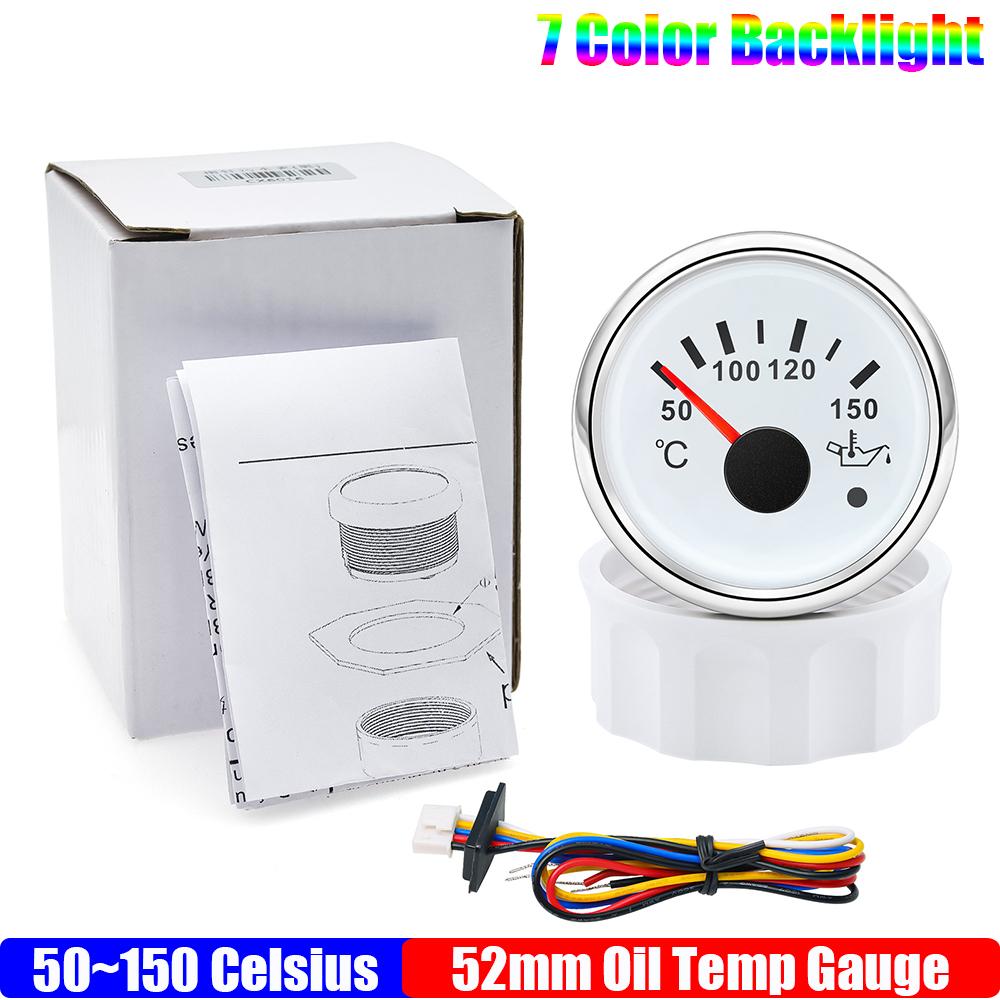 ZMFJH 7 Color Light Pointer 52MM Fuel Water Level Gauge Voltmeter Oil Pressure Meter Water Oil Temp Gauge with Alarm Optional