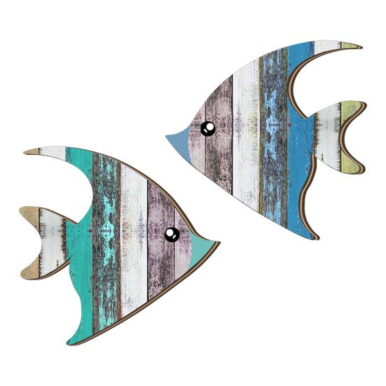 

2Pcs/Set Wooden Fish Wall Decor Coastal Fish Wall Art Decorations Rustic Seaside Fish Wood Artistic Panel for Home Bathroom Beach House 1 Set