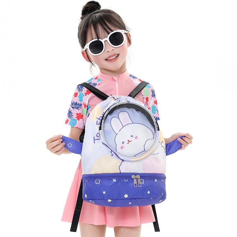 Children's Waterproof Cartoon Sports Beach Backpack with Dry/Wet Separation
