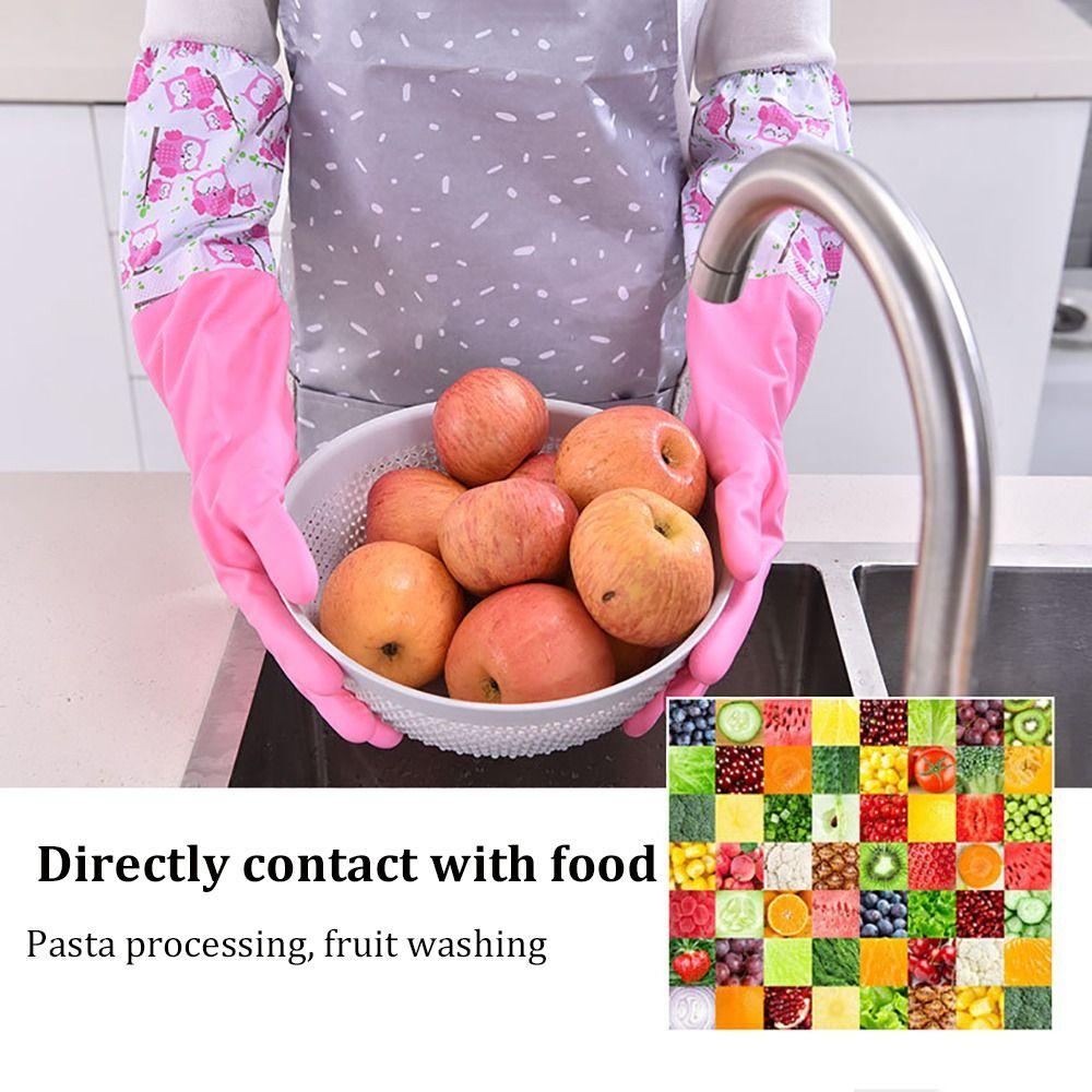 Warm Cleaning Rubber Gloves Non-slip Dishwashing Gloves Durable Plush Gloves for Kitchen Laundry