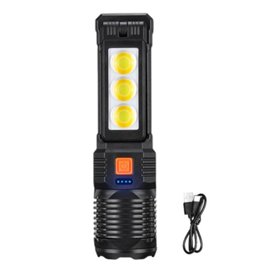 LED Flashlight Telescopic Zoom 6 Modes Adjustable Ultra Bright USB Rechargeable Portable Outdoor Camping Hiking Emergency Handheld Flash Lamp