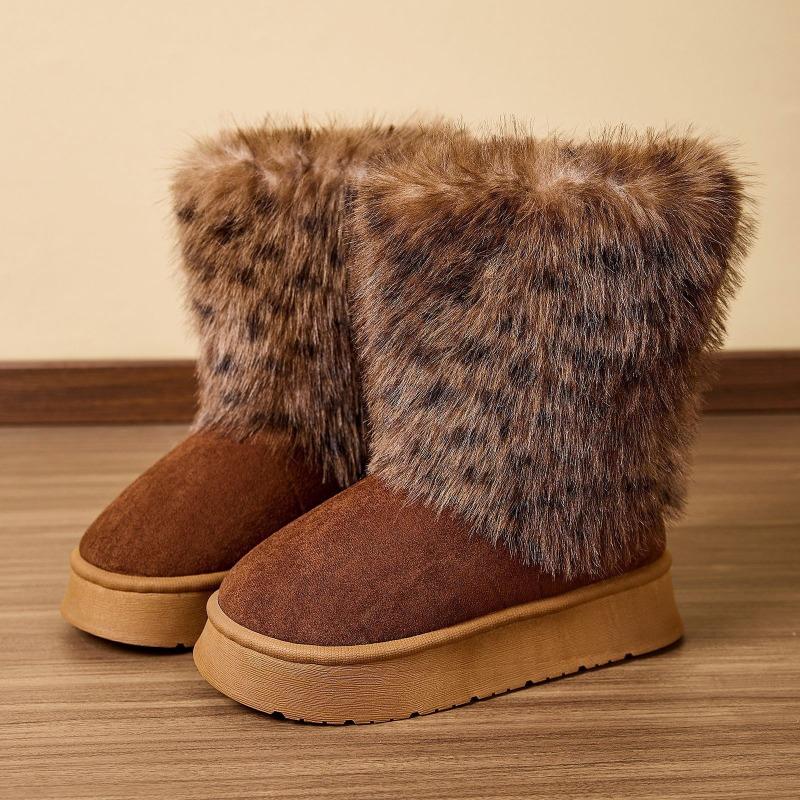 New hot-selling women's leopard print snow boots, plush and thickened thermal cotton slippers, plush cotton shoes.