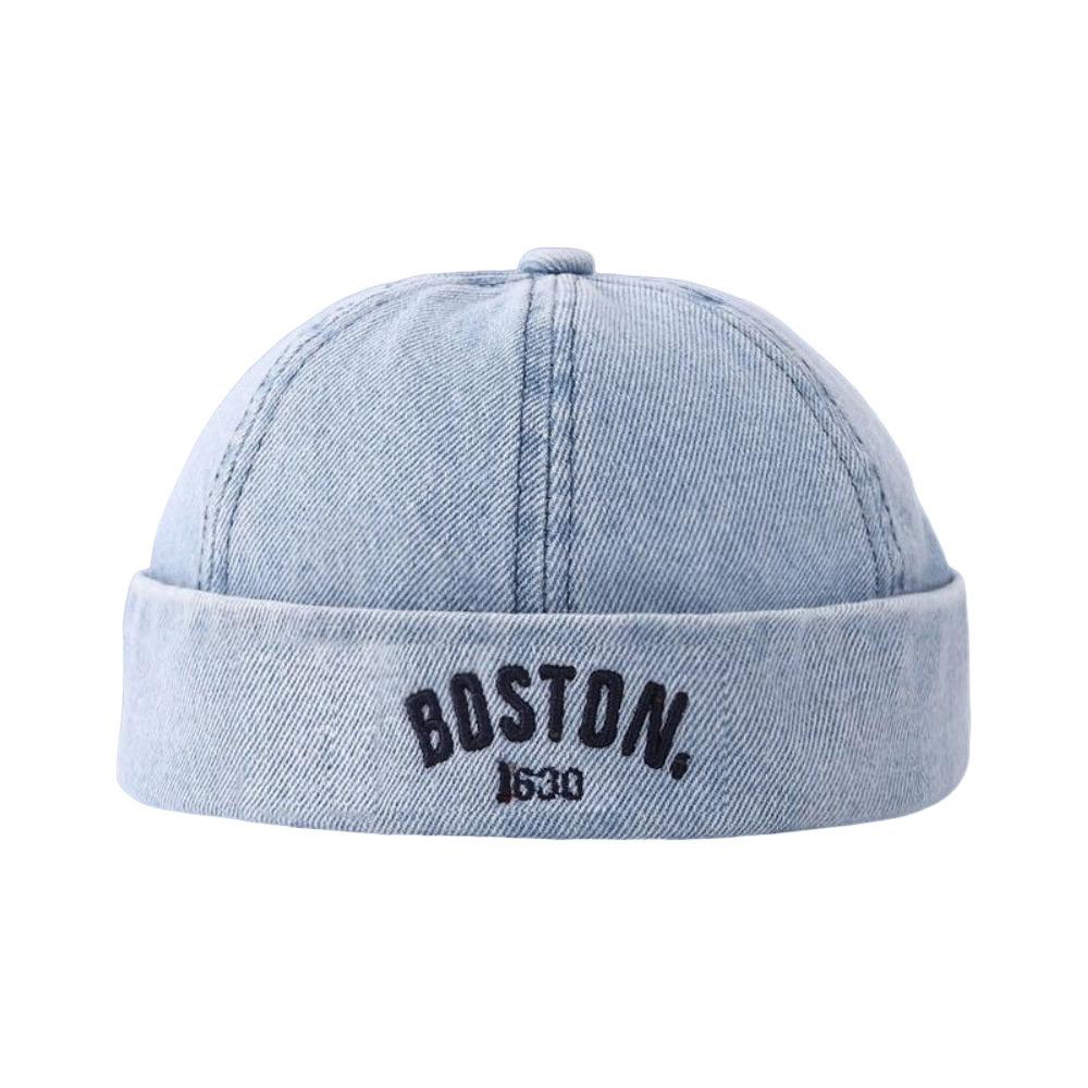 

Cotton Denim Children Melon Beanie Adjustable Bucket Hat Baby Brimless Hat For Infant Boy Girl светло-синий