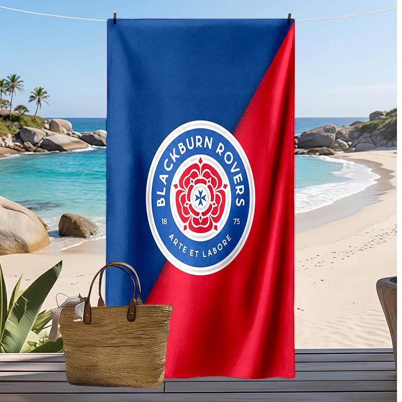 Blackburn Rovers Football Print Beach Towel, Large Soft Quick Dry Towel for Beach Camping Swimming