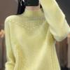Loose Plus Size Women's Half High Neck Thick Solid Color Sweater Pullover Casual Loose Knit Inner Layer Base Sweater
