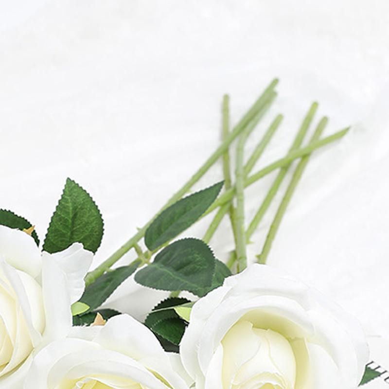 5pcs Artificial Flower Rose Bright Color Long Lasting Attractive Decorative Fake Silk Flower Decoration White