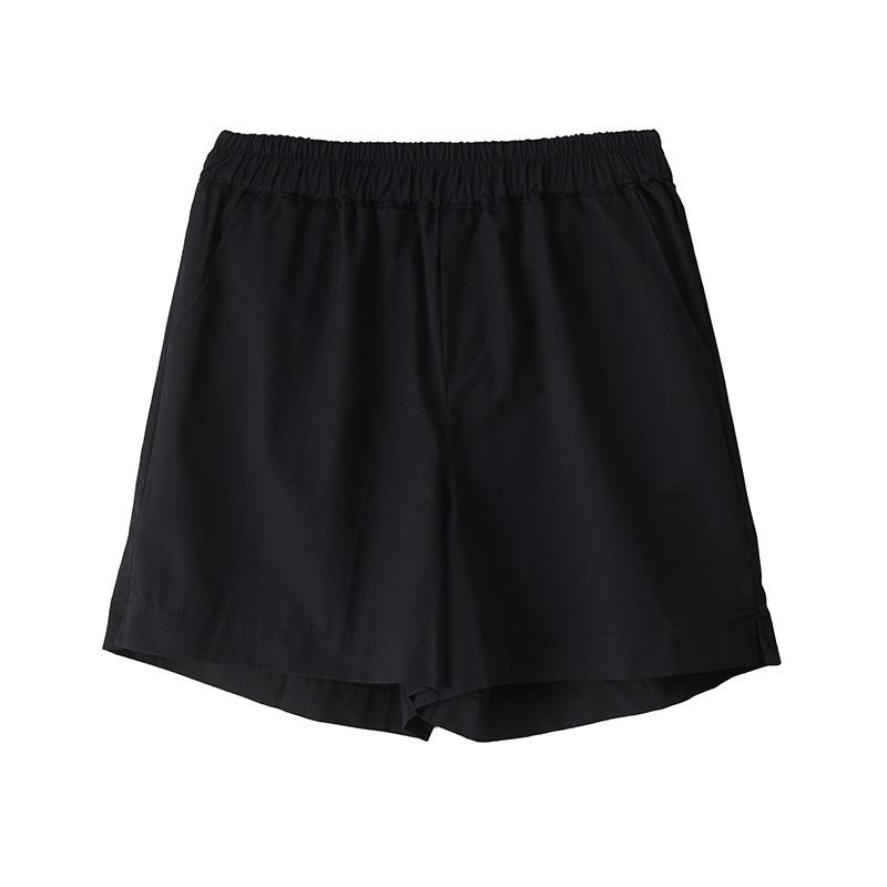 2025 summer new simple casual loose and thin elastic waist wide-leg pants women's solid color cotton and linen five-point shorts