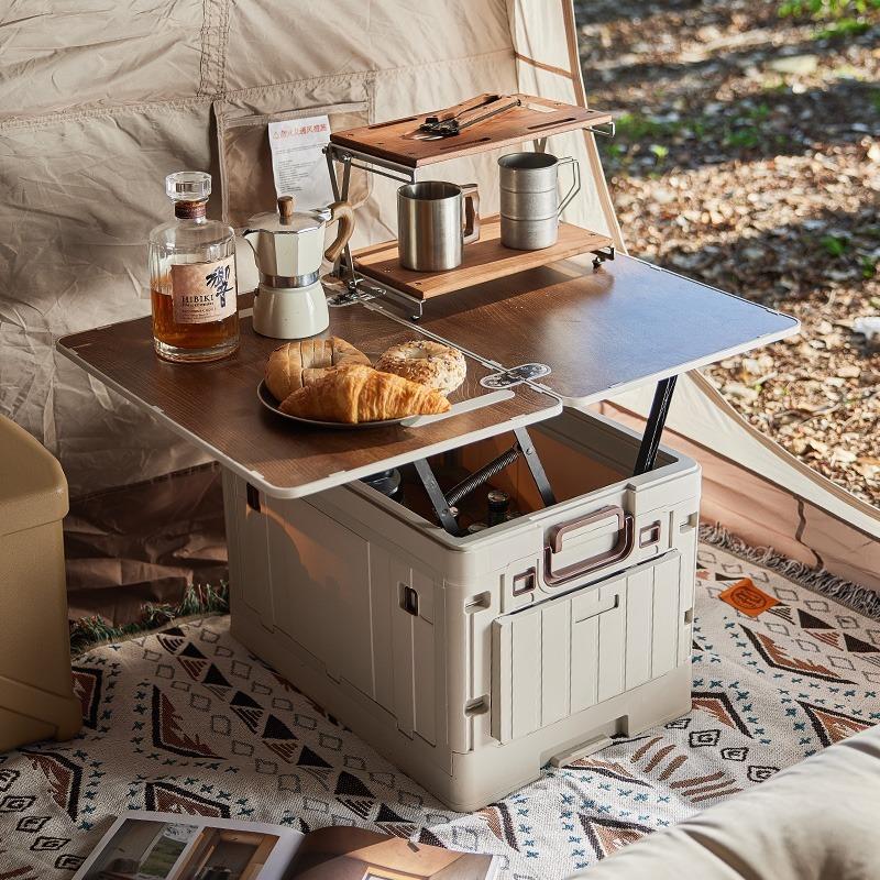Collapsible Outdoor Camping Storage Box Large Capacity Folding Picnic Table Car Trunk Organizer Bin for Camping Traveling