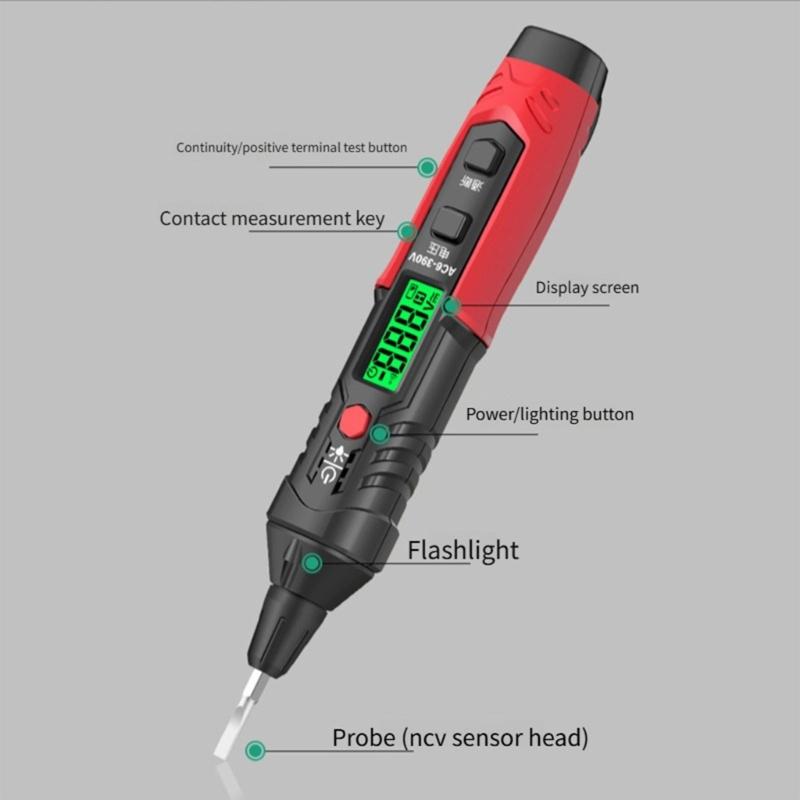 Voltage Tester, Not-Contact Voltage Tester, Electrical Tester, AC6V-390V Digital Buzzers Alarm, Live Wire Tester