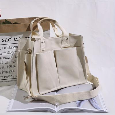 Borsa a tracolla da donna, in tela, casual, grande capacità, per la spesa, a tracolla, per la scuola, solida, a tracolla, per le donne, borsa a mano
