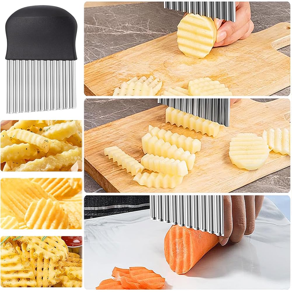 DFsucces Potato Wavy Potato Stainless Wrinkle Kitchen Home Cooking Tool Knife, Cutter, Steel, Cutter, Utensil, Carrot, Onion,