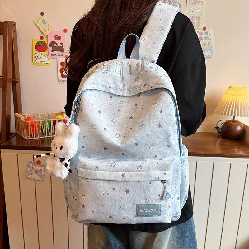 School bag new fashionable trendy star student backpack for girls, 1st grade junior high school commuting, travel versatile backpack