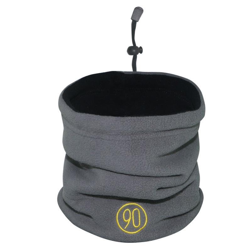 

Корейский двухсторонний флисовый шарф на шею — ветрозащитный, морозостойкий для езды на велосипеде осенью и зимой Reversible серый/чёрный