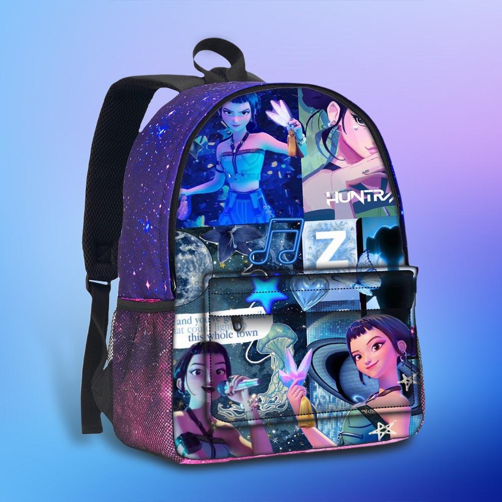 New Hunterx Kpop Starry Sky Backpack for Elementary and Middle School Students (Witch Hunter Girls Anime Cartoon Starry Sky Backpack) 6277
