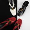 Fashion High-Heeled One-Shoulder Slippers For Women, 2025 Summer New Style Shallow-Moused  Thick-Heeled Slippers Ballet Mary Jane Shoes
