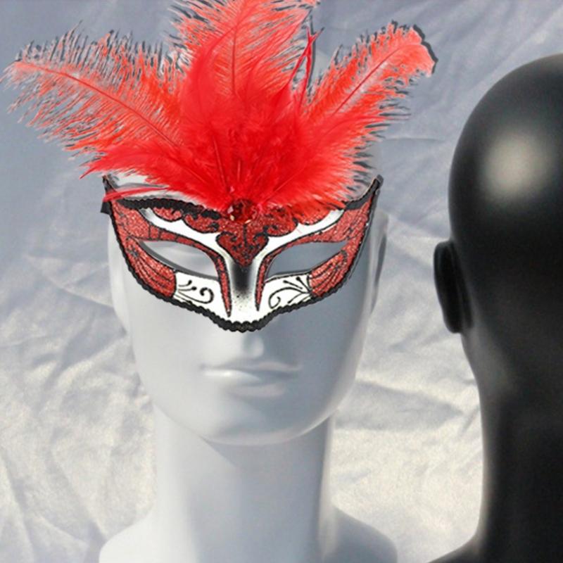 Feathered Masquerade Mask for Women Men Halloween Masquerade Cosplay Mask Half Face Mask Halloween Mask