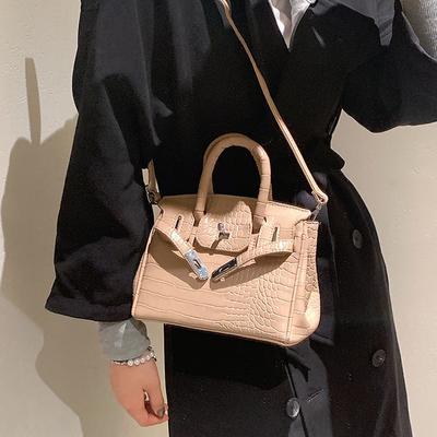 Fashion Platinum Bag New High-end Texture Crocodile Pattern Handbag Shoulder Messenger Bag