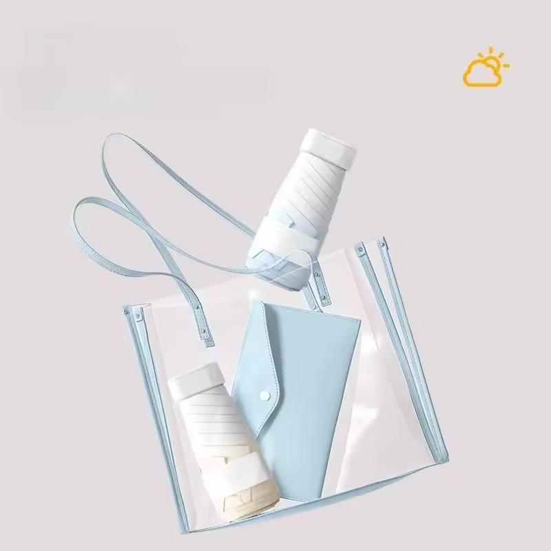 Mini Sonnenschirm 6 Faltbarer Sonnenschirm Sonnenschutz UV Vinyl Klein Sonniger und Regenschirm für Frauen Männer Tasche Farbverlauf Sonnenschirm