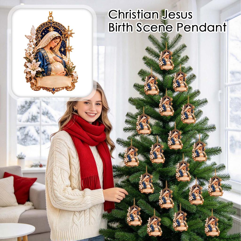 Scene Hanging Ornament, 2D Flat Christmas Tree Decoration for Holiday Home Decor