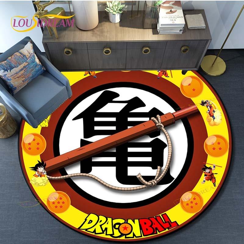 Dragon Ball Goku Pattern Round Carpet for Living Room Rugs Bedroom Mat Kitchen Carpet Doormat Non-Slip Children Flannel Carpet