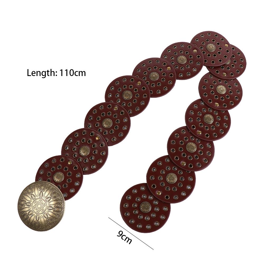 Y2K Hollow Belts Metal Metal Buckle Belts Vintage Round Buckle Belts Decorative Jeans