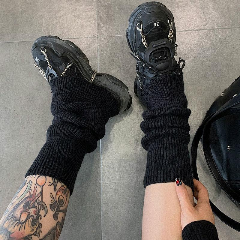 Autumn Winter Slouchy JK Harajuku Style Solid Color Leg Warmers Soft Warm Stacked Leg Guard Boot Covers Slouchy Leg Warmers