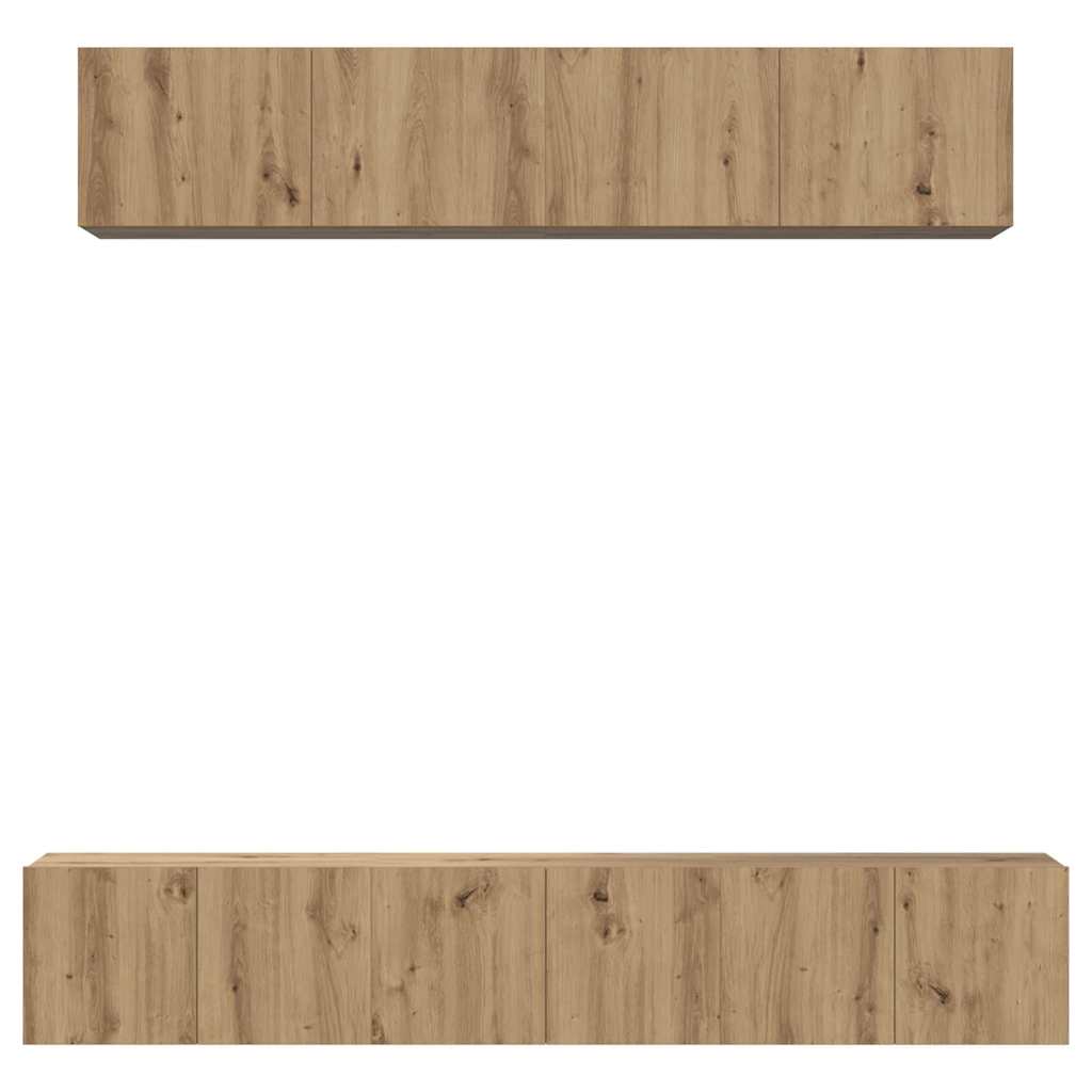 Wall Mounted TV Cabinet Set 5 Pcs Artisan Oak Wood Based Material
