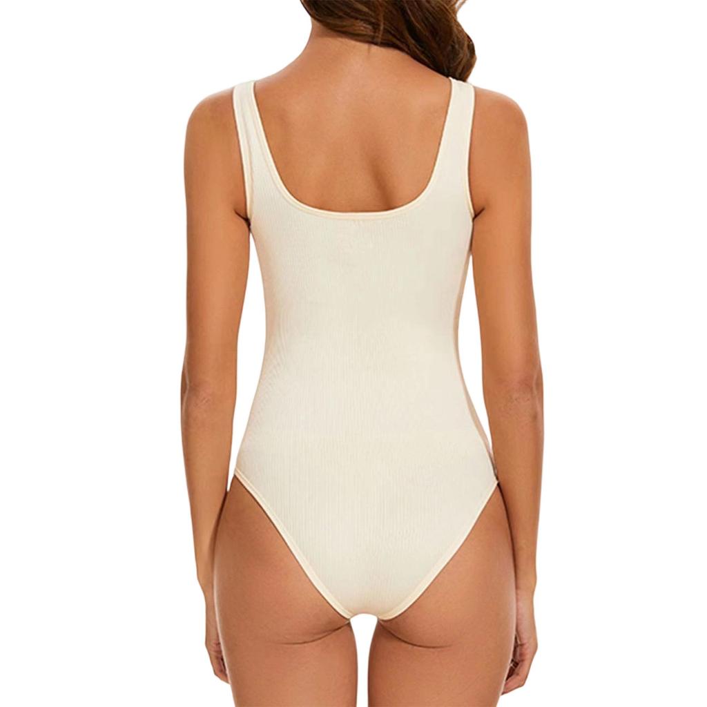 Women's Fashionable Seamless Ribbed Vest, Slimming Waist, Hip-Lifting, Shapely Round Neck Bodysuit, Shaping Suit
