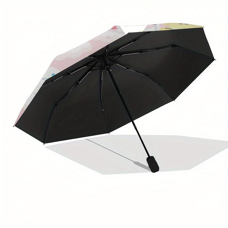 Hello Kitty,Sanrio Characters Automatic Folding Umbrella Simple 8 Rib Design, Bright Cartoon Pattern, Durable Iron Frame, Suitable For Trave
