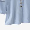 ZANZEA Women Casual Round Neck Solid Color Short Sleeve Cropped Blouse