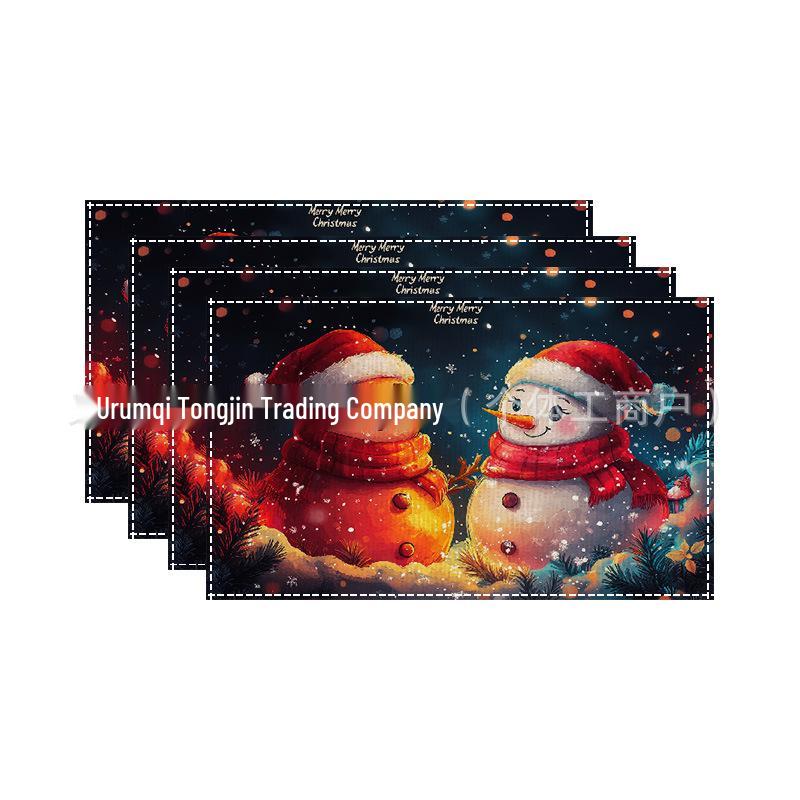 Christmas Linen Print Placemat - Exclusive Heat-Insulating Design by Xiyin 30x45 cm
