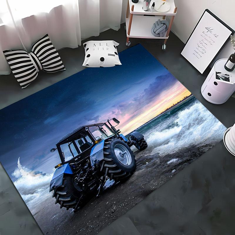 Car Tractor Series Pattern Carpet, Living Room and Bedroom Household Items, Kids Room Sofa Mat Doormat Floor  Anti-slip Rug Gift