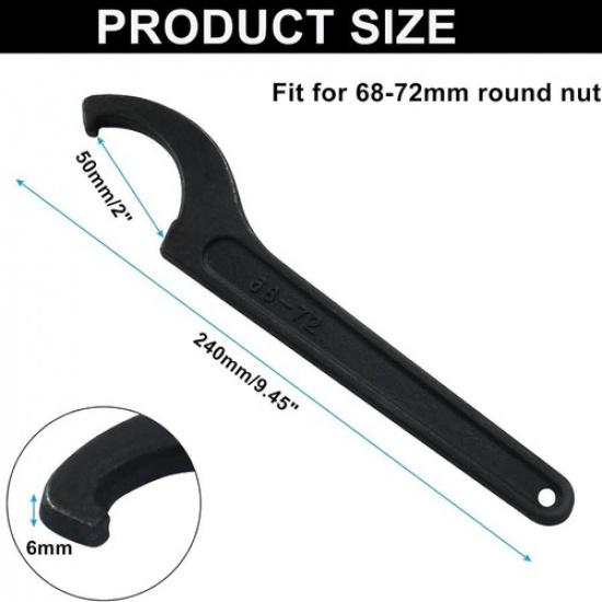 C Hook Spanner Wrench for 68-72mm Round Nut, Universal Coilover Spanner Black