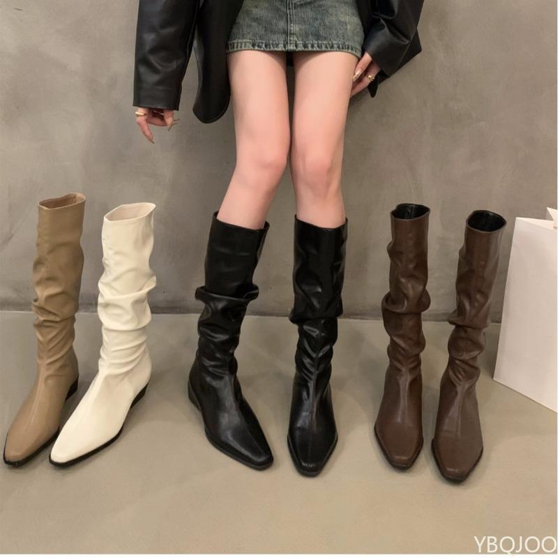 Fashionable versatile Spring Autumn New Thick Heel Boots Pointed Low Heels Casual Elegant Temperament Slim women Boots