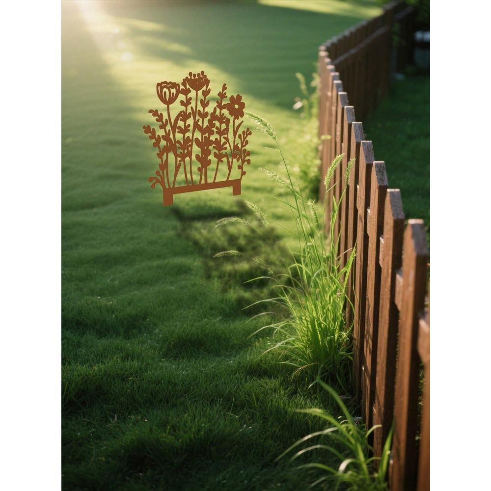 Wrought Iron Garden Stakes Metal Yard Art Outdoor Decor Lawn Flower Bed Plant Stakes Rustic Weatherproof Landscape Decoration for Patio Modern Home