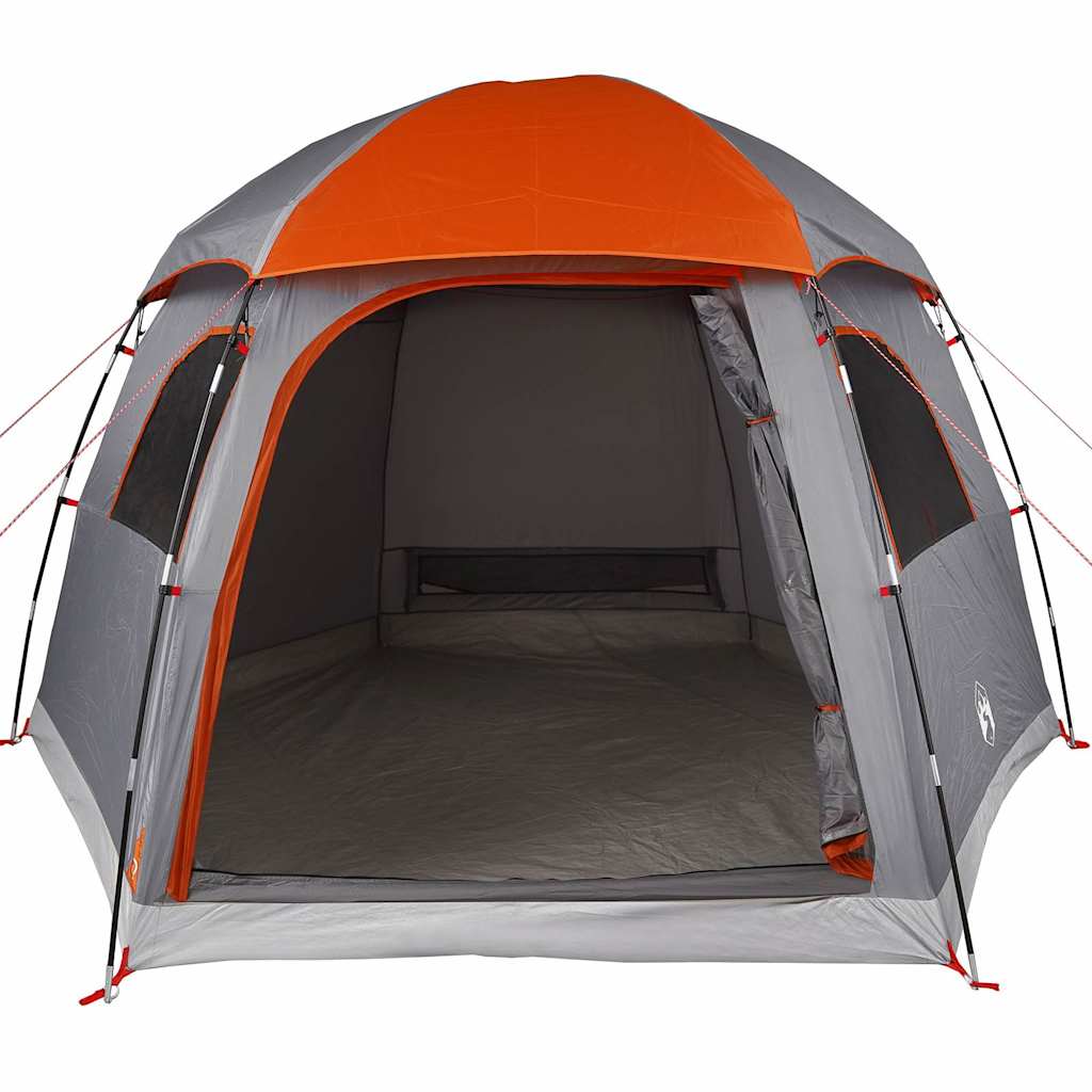 Family Igloo Tent for 6 Persons Grey and Orange Waterproof