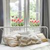 Painted Pink Tulips Balcony Glass Windows Home Beautification and Decoration Static Electricity Window Stickers