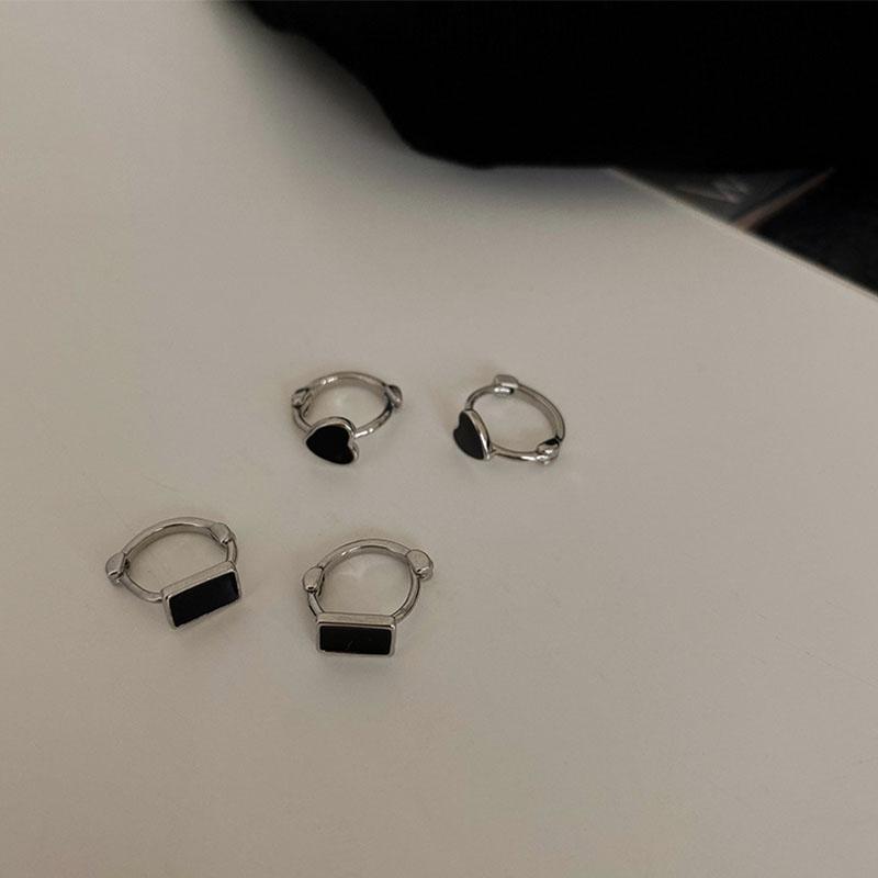 ANENJERY Star Heart Rectangle Small Hoop Earrings Female Simple Exquisite Mini Circle Earrings