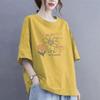 Large Size Summer Sunflower Cotton Short-sleeved T-shirt Women Round Neck Large Size Loose Short-sleeved Casual Tops