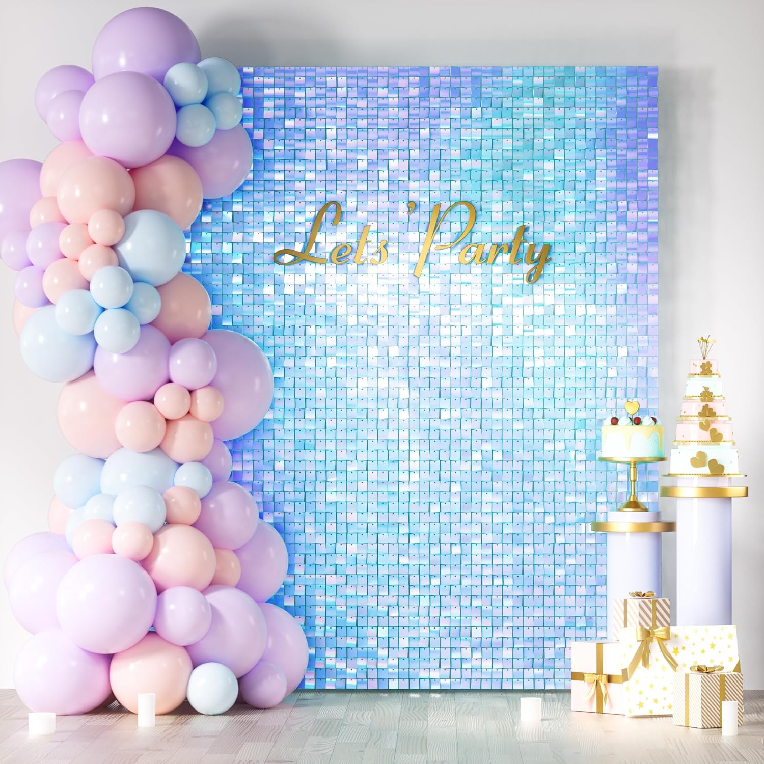 

12/24/30PCS Shimmer Wall Backdrops Square Sequin Wall Panel Backdrops Party Backdrops for Wedding Anniversary Birthday Decor 12PCS(3X4FT)